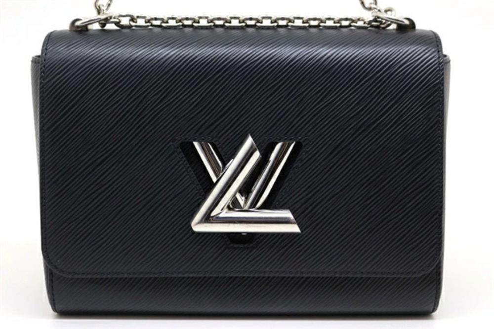 LOUIS VUITTON LV Twist Shoulder Bag Chain Epi Noir Black
